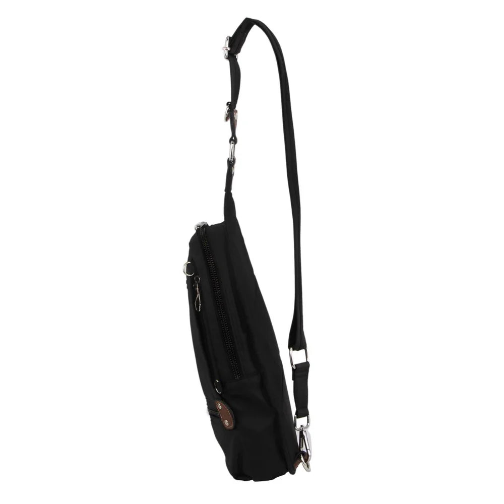 Black Anti-Theft Nylon Cross-Body Bag
