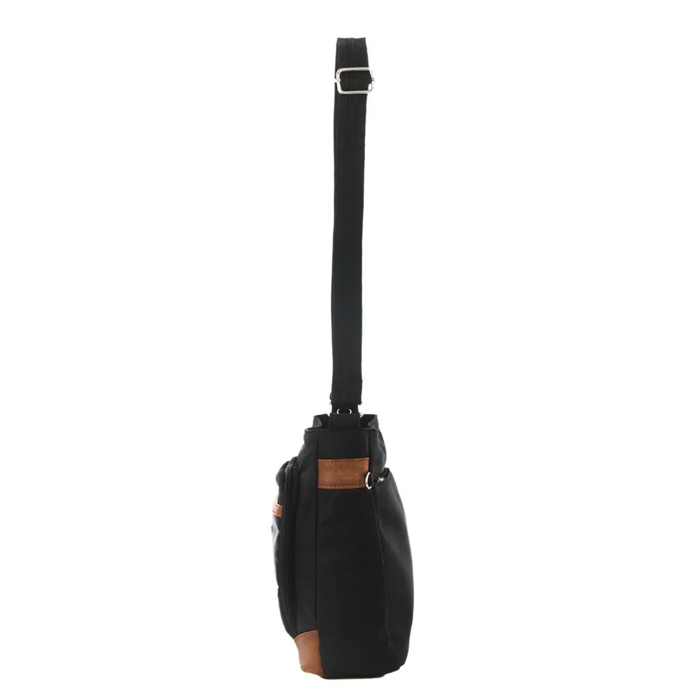 Black Anti-theft Nylon Cross-Body Bag