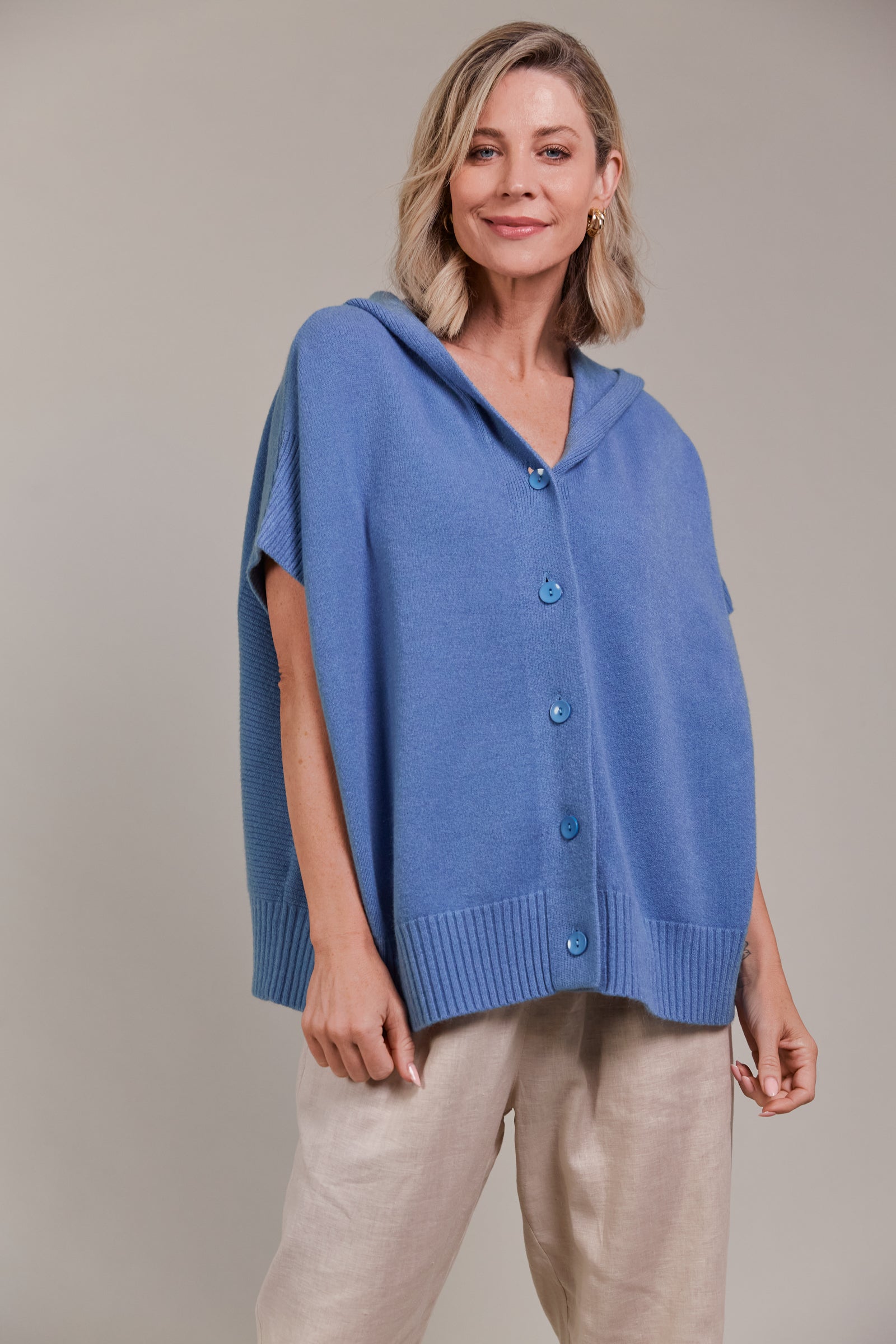 Estel Hood Knit - Denim Blue