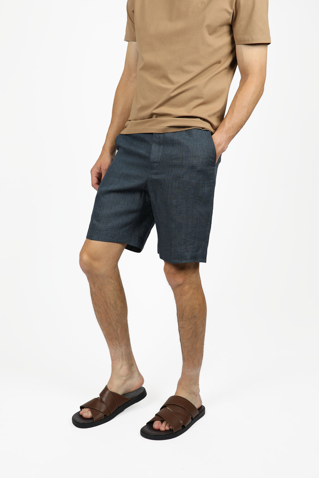 Men's Houndstooth Linen Shorts