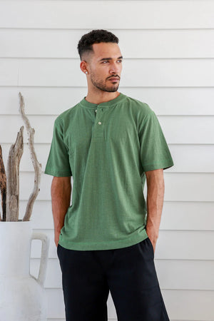 Men's Hemp Cotton Button Tee