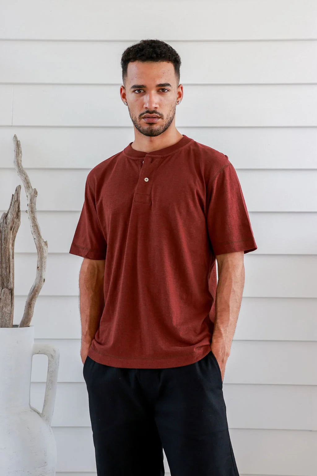 Men's Hemp Cotton Button Tee