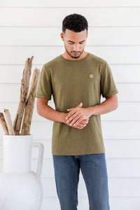 Men's Hemp/Cotton Round Neck Logo Tee Shirt
